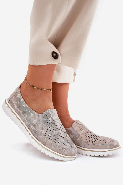 Suede Slip-on Shoes Beige-Gold Inez Suede Slip-on Shoes Beige-Gold Inez