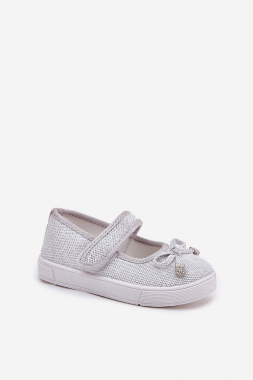 Children's Ballet Flats With Bow Silver Amirinas Children's Ballet Flats With Bow Silver Amirinas