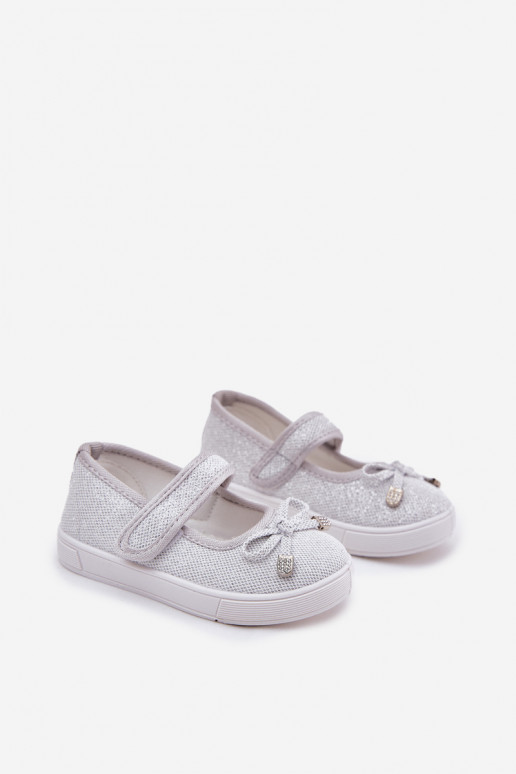 Children's Ballet Flats With Bow Silver Amirinas Children's Ballet Flats With Bow Silver Amirinas