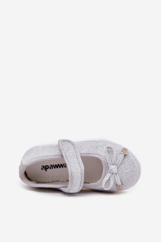 Children's Ballet Flats With Bow Silver Amirinas Children's Ballet Flats With Bow Silver Amirinas