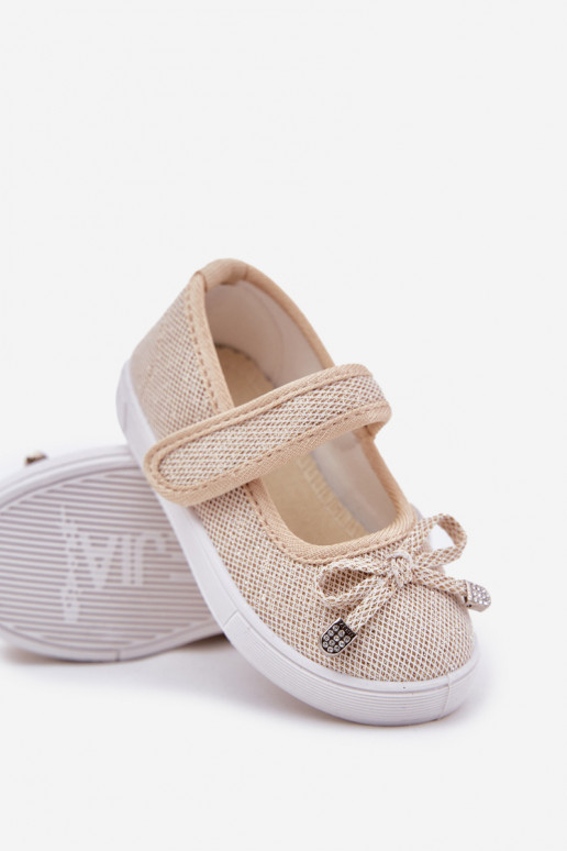 Children's Ballerinas With Bow Golden Amirinas Children's Ballerinas With Bow Golden Amirinas