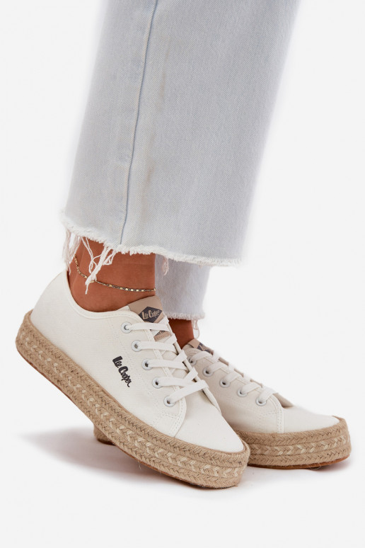 Trampki Damskie Z Plecionką Lee Cooper LCW-25-44-3217 Białe