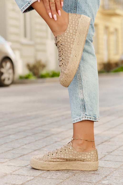 Patterned Women's Platform Sneakers With Weaving Lee Cooper LCW-25-08-3646L Khaki