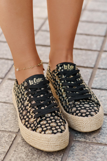 Patterned Women's Platform Sneakers With Braiding Lee Cooper LCW-25-08-3647L Black 2