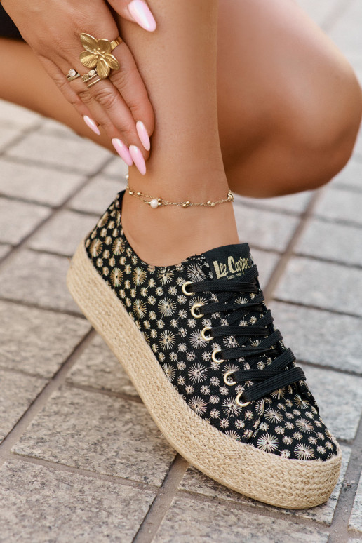 Patterned Women's Platform Sneakers With Braiding Lee Cooper LCW-25-08-3647L Black
