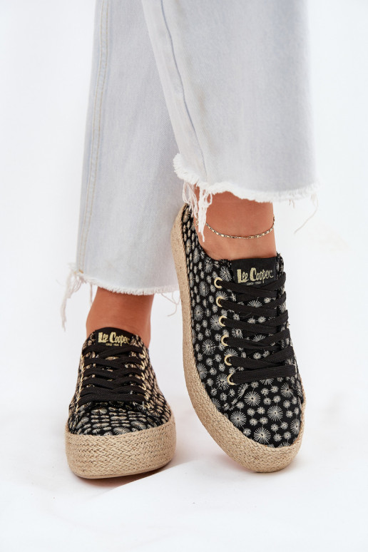 Patterned Women's Platform Sneakers With Braiding Lee Cooper LCW-25-08-3647L Black