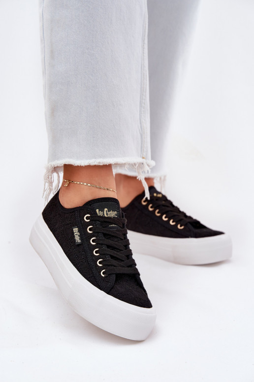Trampki Damskie Z Koronką Lee Cooper LCW-25-31-3439L Czarne