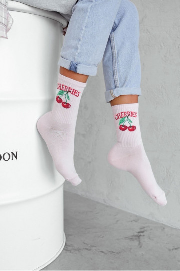 Women's Socks CHERRIES Powder Pink