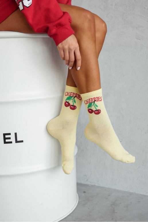 Women's Socks CHERRIES Yellow Women's Socks CHERRIES Yellow