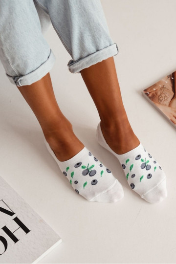 Ladies Cotton Micro Socks Berries White
