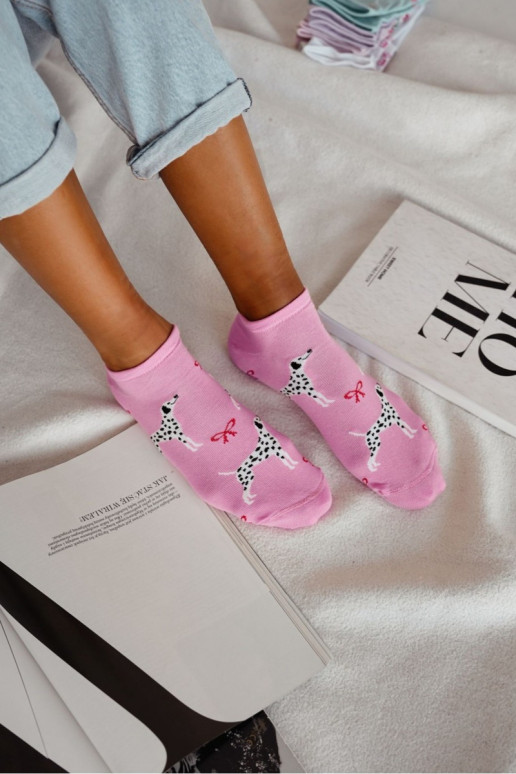 Women's Ankle Socks Dalmatian Pink Women's Ankle Socks Dalmatian Pink