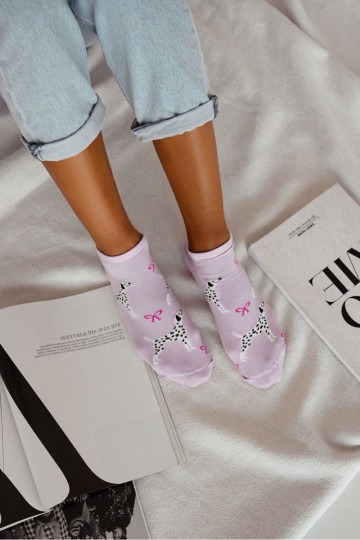 Ladies Ankle Socks Dalmatian Purple