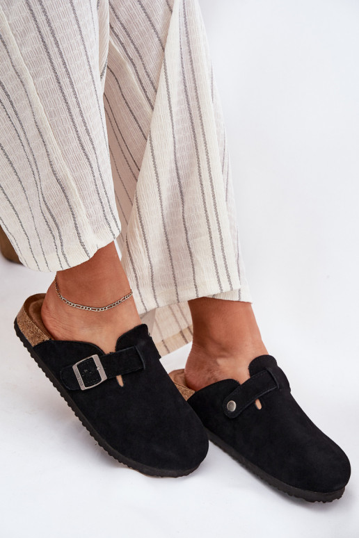 Suede Ladies Clogs With Buckle Big Star RR274A384 Black