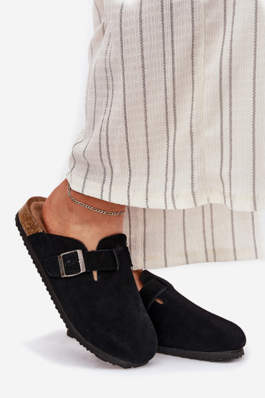 Suede Ladies Clogs With Buckle Big Star RR274A384 Black