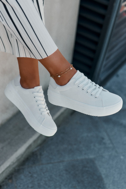 Women s Fabric Sneakers On Platform Big Star RR274463 White Women s Fabric Sneakers On Platform Big Star RR274463 White