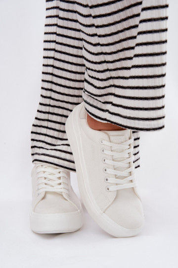 Women s Fabric Sneakers On Platform Big Star RR274463 White 2