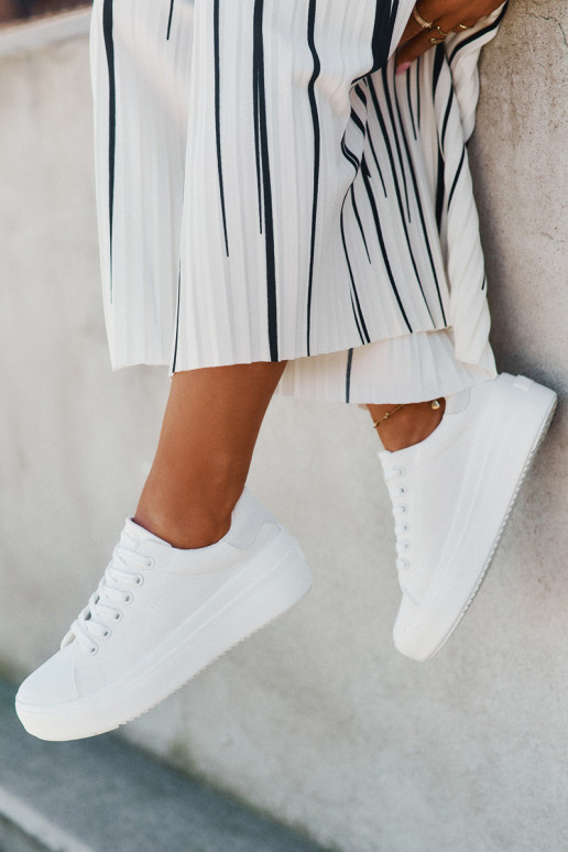 Women s Fabric Sneakers On Platform Big Star RR274463 White Women s Fabric Sneakers On Platform Big Star RR274463 White