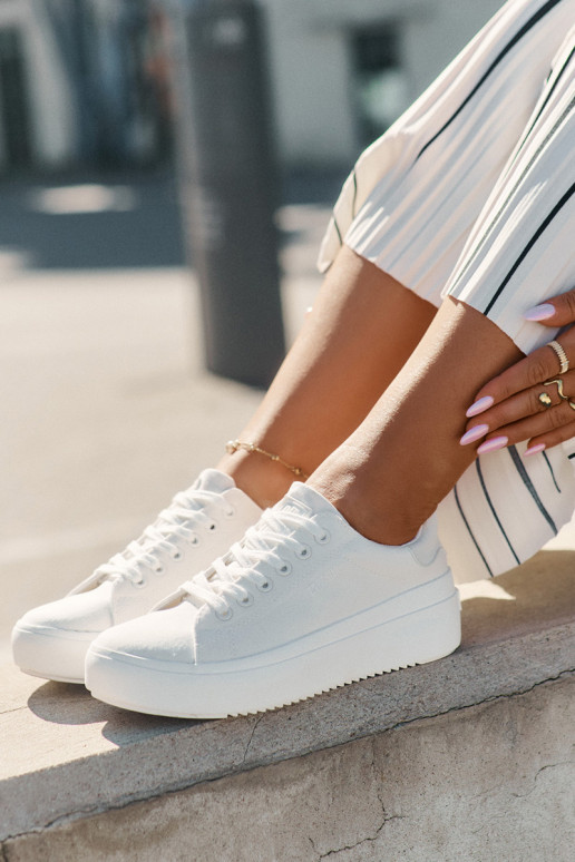 Women s Fabric Sneakers On Platform Big Star RR274463 White Women s Fabric Sneakers On Platform Big Star RR274463 White