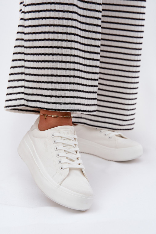 Materiałowe Trampki Damskie Na Platformie Big Star RR274463 Białe