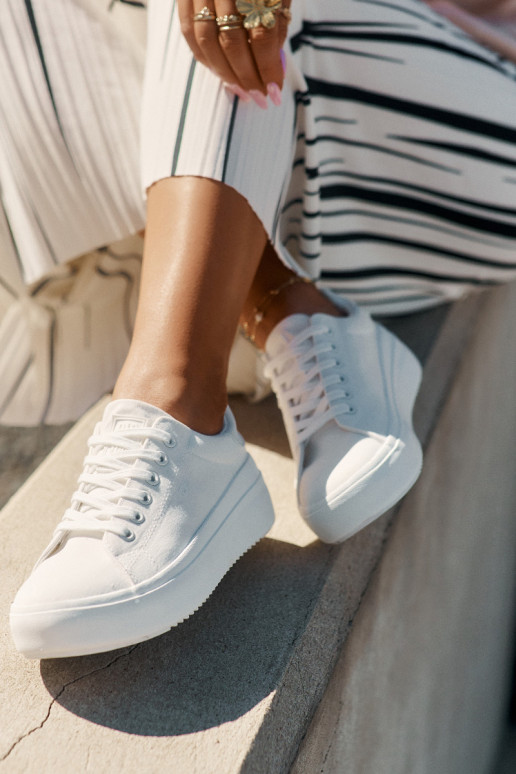 Materiałowe Trampki Damskie Na Platformie Big Star RR274463 Białe