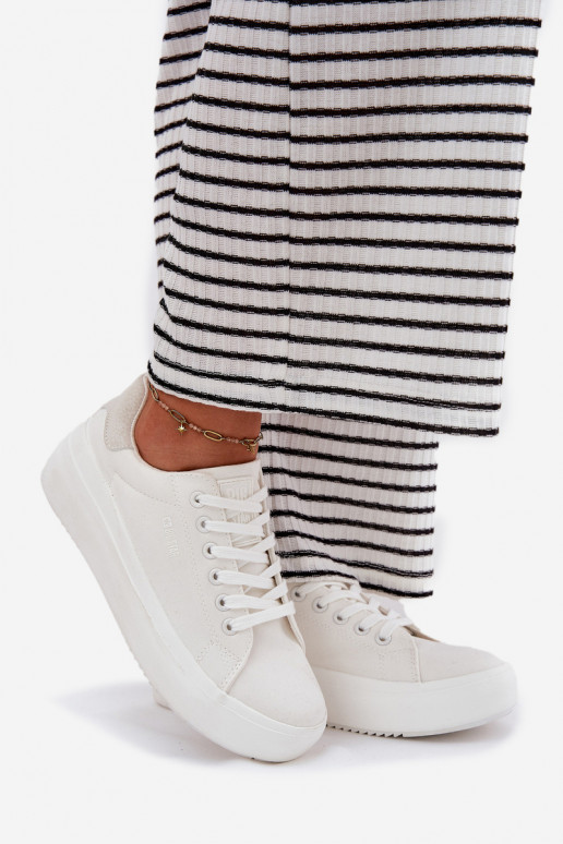 Materiałowe Trampki Damskie Na Platformie Big Star RR274463 Białe