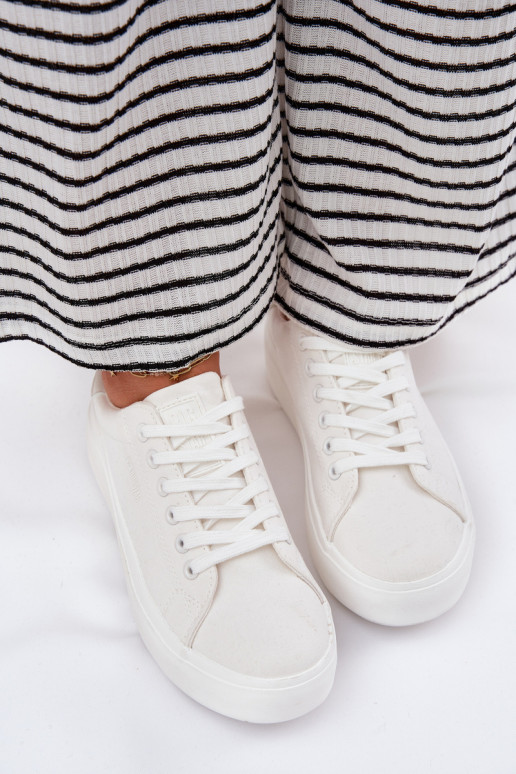 Materiałowe Trampki Damskie Na Platformie Big Star RR274463 Białe