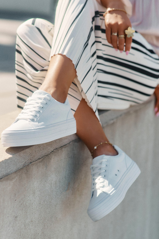 Eco leather women's sneakers on platform Big Star RR274298 white