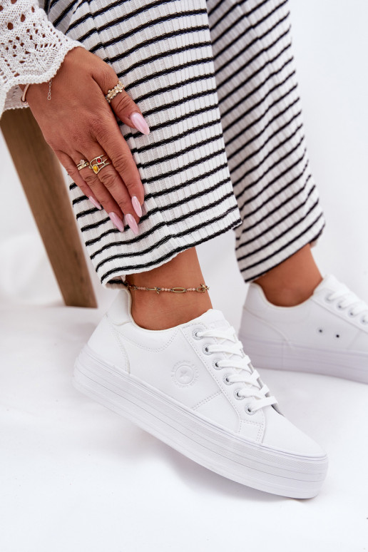 Eco leather women's sneakers on platform Big Star RR274298 white