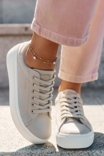 Women Fabric Sneakers On Platform Big Star RR274465 Beige