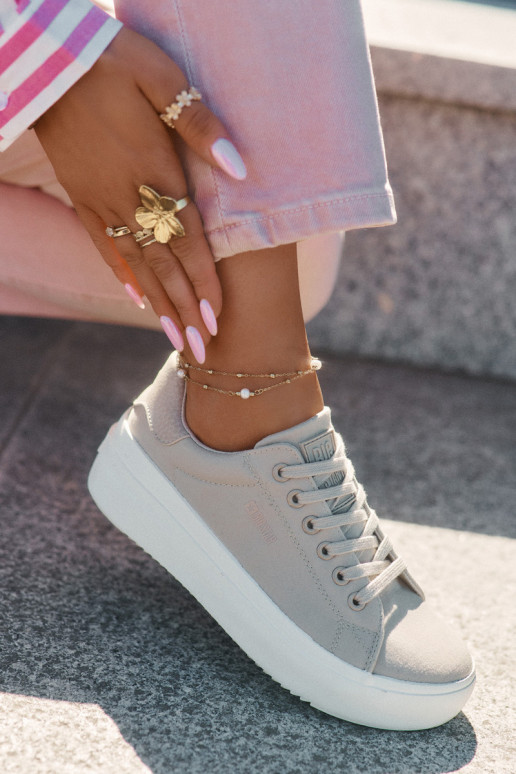 Women Fabric Sneakers On Platform Big Star RR274465 Beige