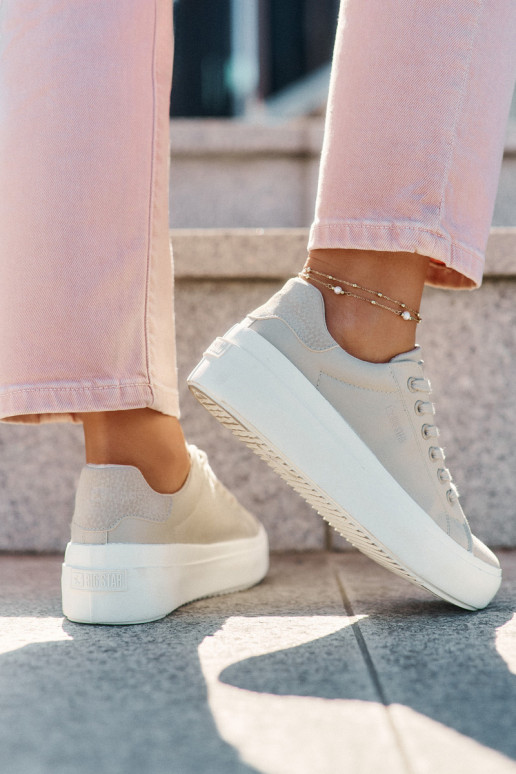 Women Fabric Sneakers On Platform Big Star RR274465 Beige
