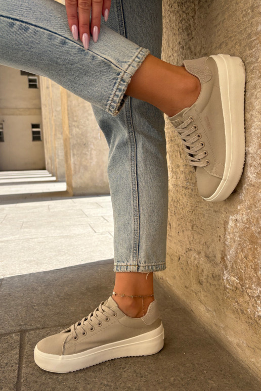 Women Fabric Sneakers On Platform Big Star RR274465 Beige