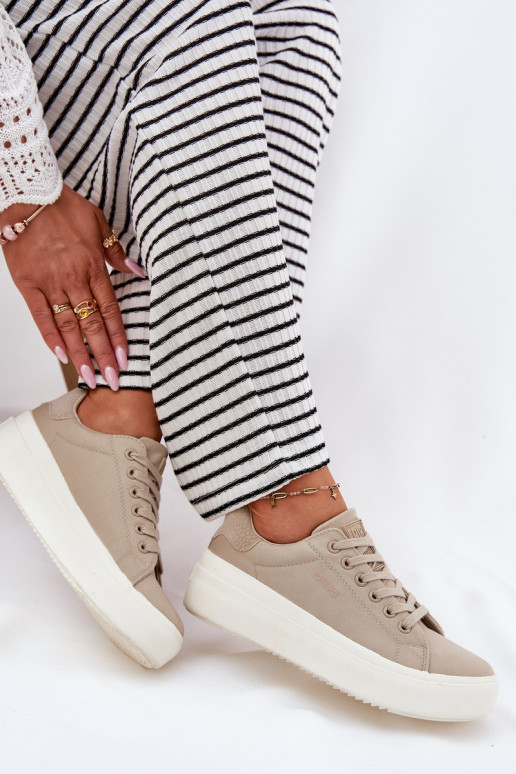 Women Fabric Sneakers On Platform Big Star RR274465 Beige