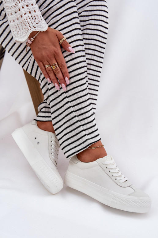 Trampki Damskie Na Platformie Big Star RR274337 Białe