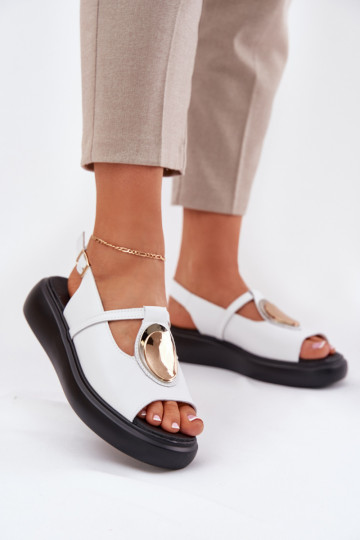 Leather Elegant Women's Sandals S.Barski GR51-603 White 2