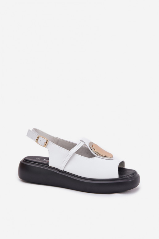 Leather Elegant Women's Sandals S.Barski GR51-603 White