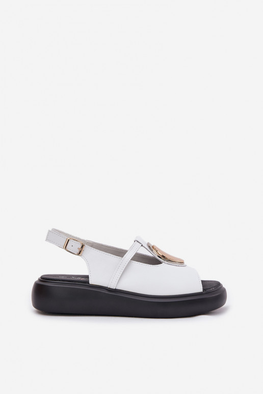 Skórzane Eleganckie Sandały Damskie S.Barski GR51-603 Białe