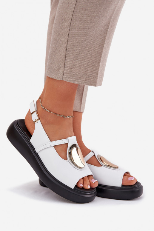 Leather Elegant Women's Sandals S.Barski GR51-603 White