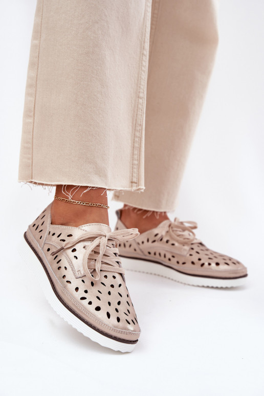 Ladies Leather Shoes S.Barski LR51-611 Gold Ladies Leather Shoes S.Barski LR51-611 Gold