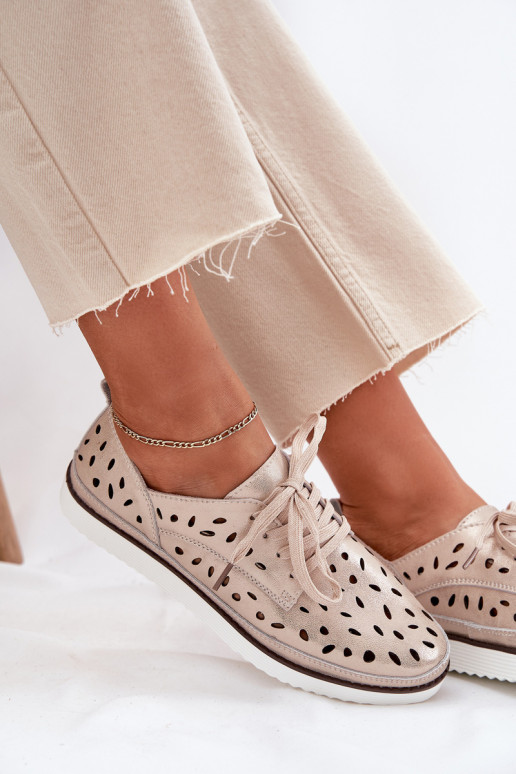 Ladies Leather Shoes S.Barski LR51-611 Gold Ladies Leather Shoes S.Barski LR51-611 Gold