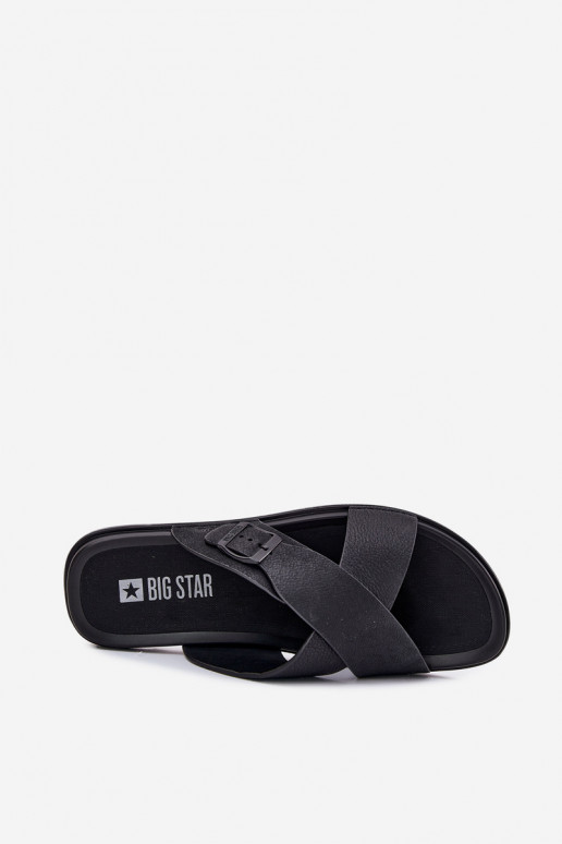 Men's Leather Sandals With Buckle Big Star RR174076 Black
