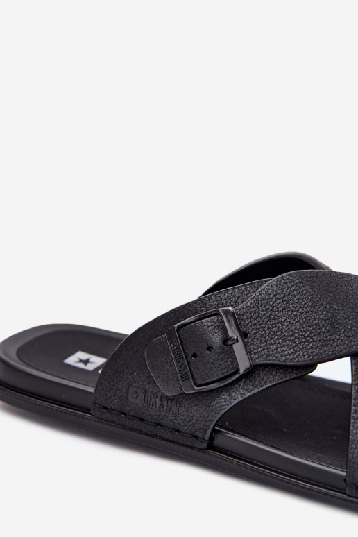 Men's Leather Sandals With Buckle Big Star RR174076 Black