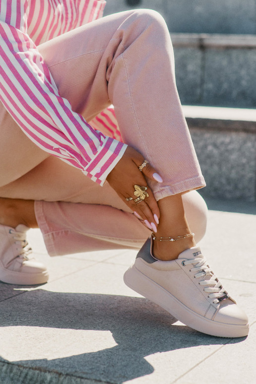 Women's Sneakers Made Of Eco Leather Big Star RR274259 Beige