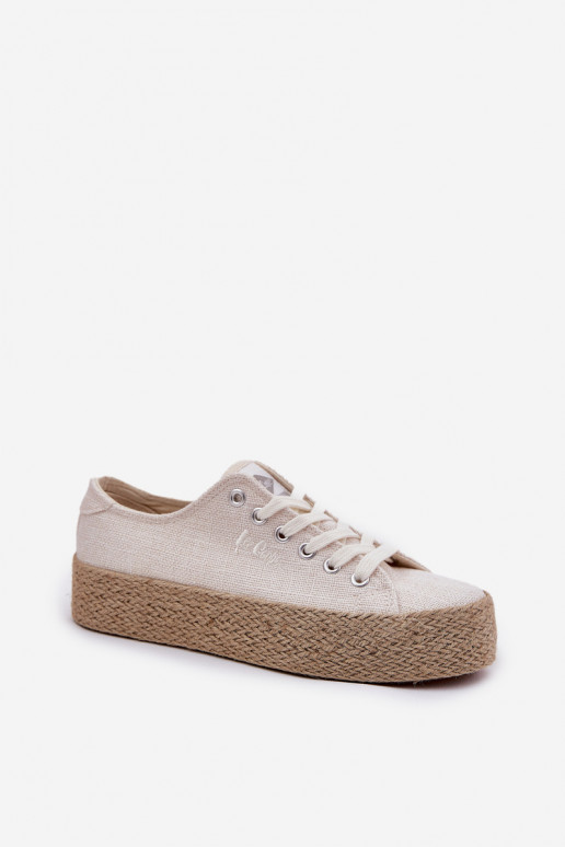 Womens Platform Sneakers With Weaving Lee Cooper LCW-25-02-3284 Light Beige Womens Platform Sneakers With Weaving Lee Cooper LCW-25-02-3284 Light Beige