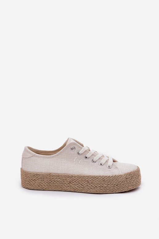 Womens Platform Sneakers With Weaving Lee Cooper LCW-25-02-3284 Light Beige Womens Platform Sneakers With Weaving Lee Cooper LCW-25-02-3284 Light Beige