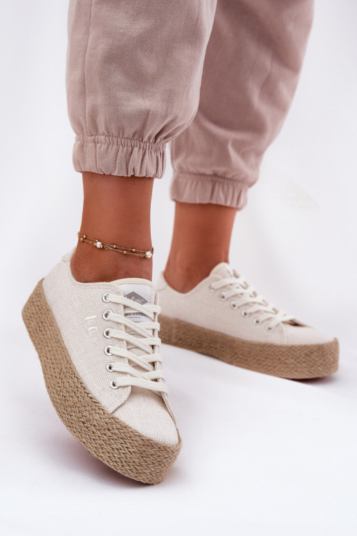 Womens Platform Sneakers With Weaving Lee Cooper LCW-25-02-3284 Light Beige Womens Platform Sneakers With Weaving Lee Cooper LCW-25-02-3284 Light Beige