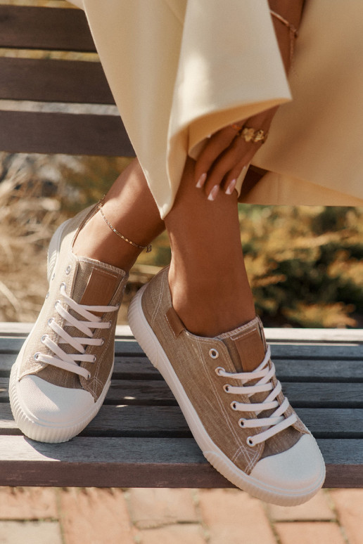 Materiałowe Trampki Damskie Big Star RR274795 Beżowe