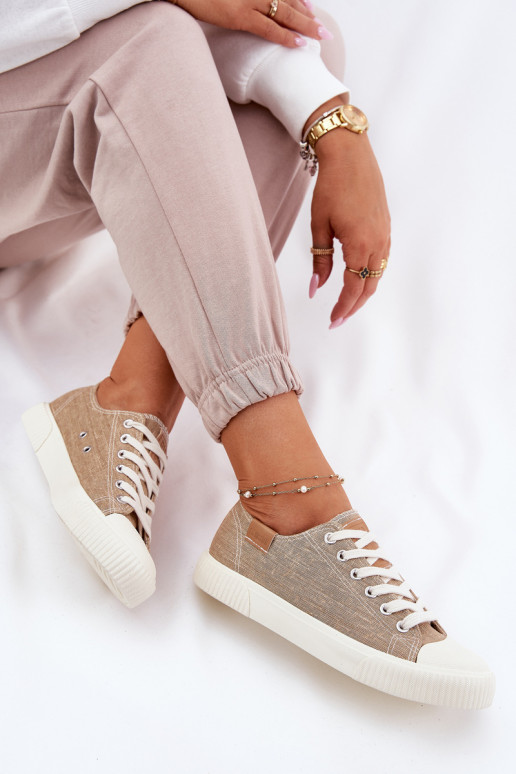 Materiałowe Trampki Damskie Big Star RR274795 Beżowe