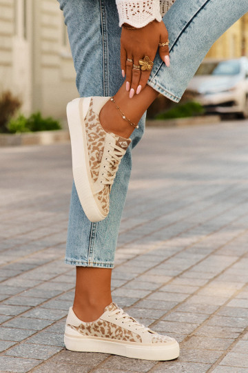 Low Women Sneakers Leopard Print Lee Cooper LCW-25-02-3330L Beige 2