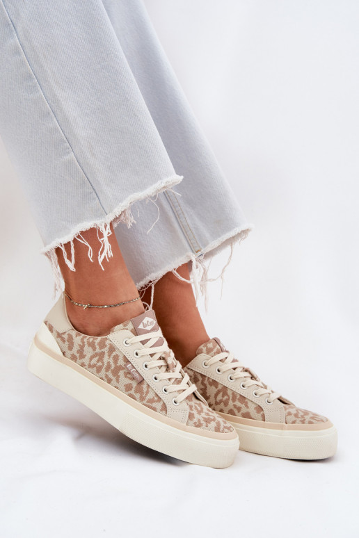 Low Women Sneakers Leopard Print Lee Cooper LCW-25-02-3330L Beige
